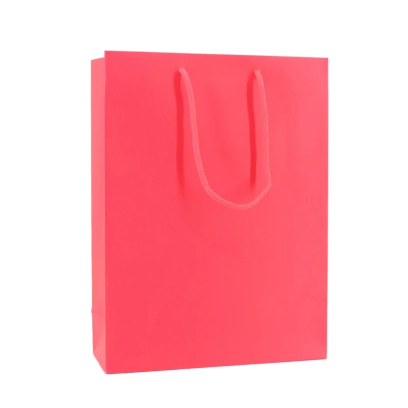 Fluor Papieren Tas – Roze, 100 stuks
