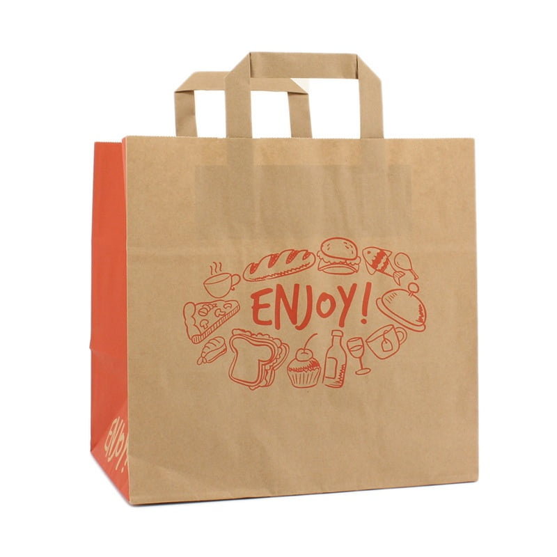 Papieren Take Away Tas – Enjoy Dessin, 250 stuks Papieren Take Away Tas – Enjoy Dessin, 250 stuks